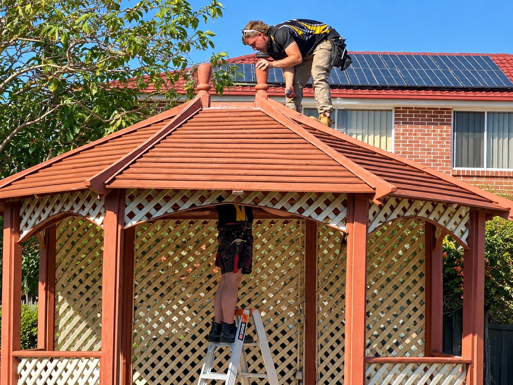 Gazebo repair team on site