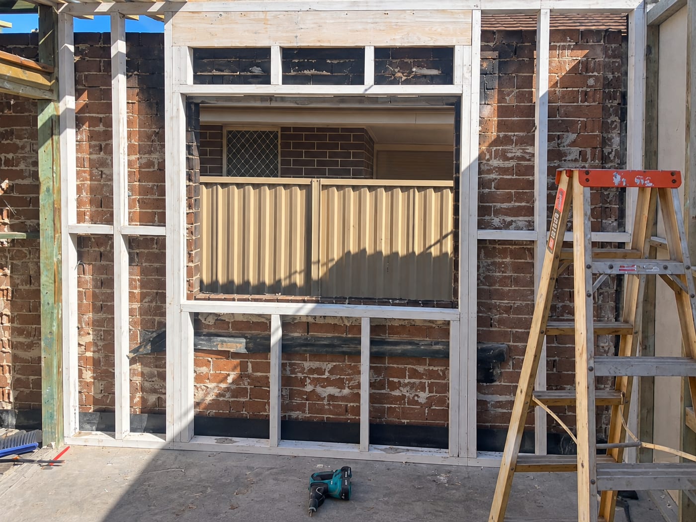 Residential wall framing in progress
